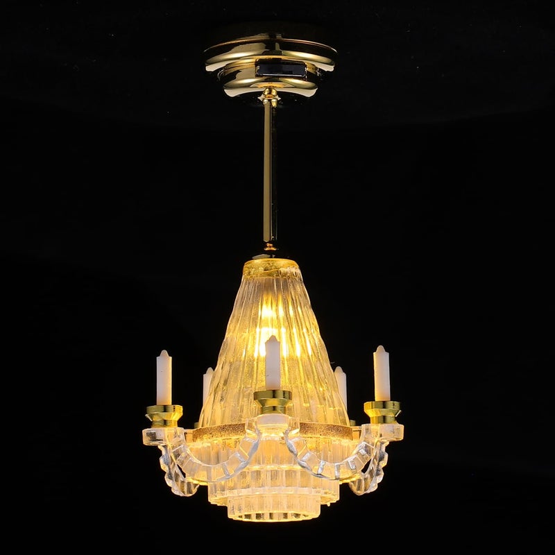 NUOBESTY Dollhouse Ceiling Lamp 112 Scale Dollhouse Hanging Lights Led Miniature Doll House Light Battery Operated Miniature Chandelier for DIY Doll House Furniture Accessories - Image 3