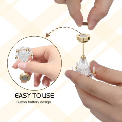 NUOBESTY Dollhouse Ceiling Lamp 112 Scale Dollhouse Hanging Lights Led Miniature Doll House Light Battery Operated Miniature Chandelier for DIY Doll House Furniture Accessories - Image 5