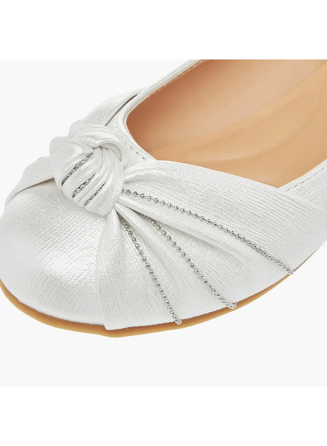 Little Missy Girls Knot Detail Slip-On Ballerina Shoes
