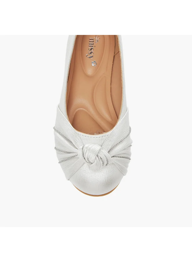 Little Missy Girls Knot Detail Slip-On Ballerina Shoes