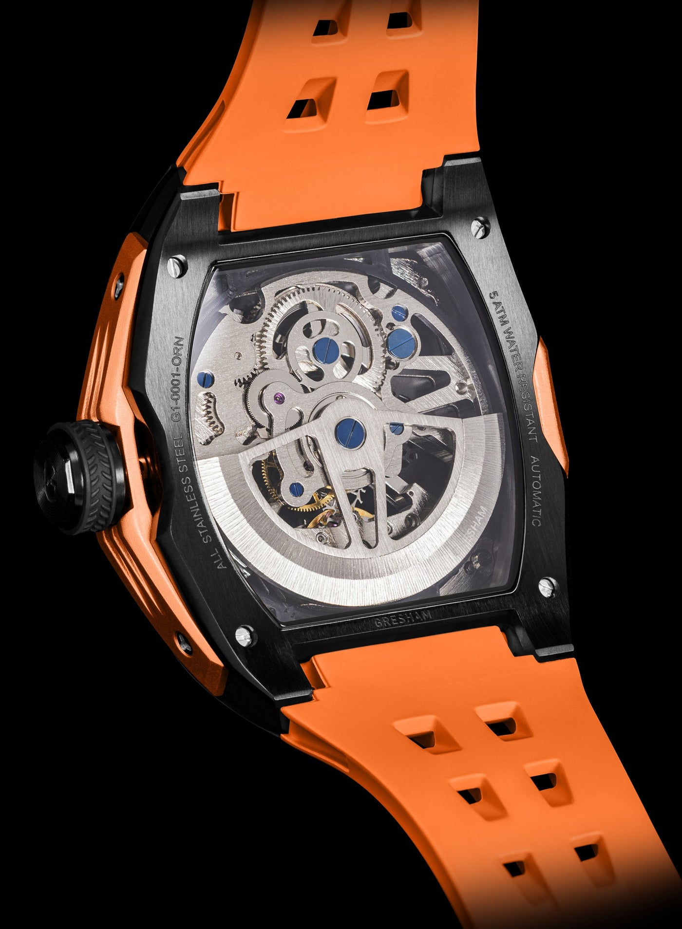 ساعة رجالي جريشام إصدار خاص ستانلس ستيل أسود وبرتق...