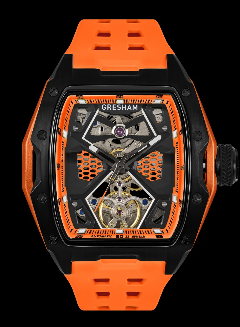 Gresham Gresham Special Edition Stainless Steel Black and Orange Men Watch - G1-0001-ORN