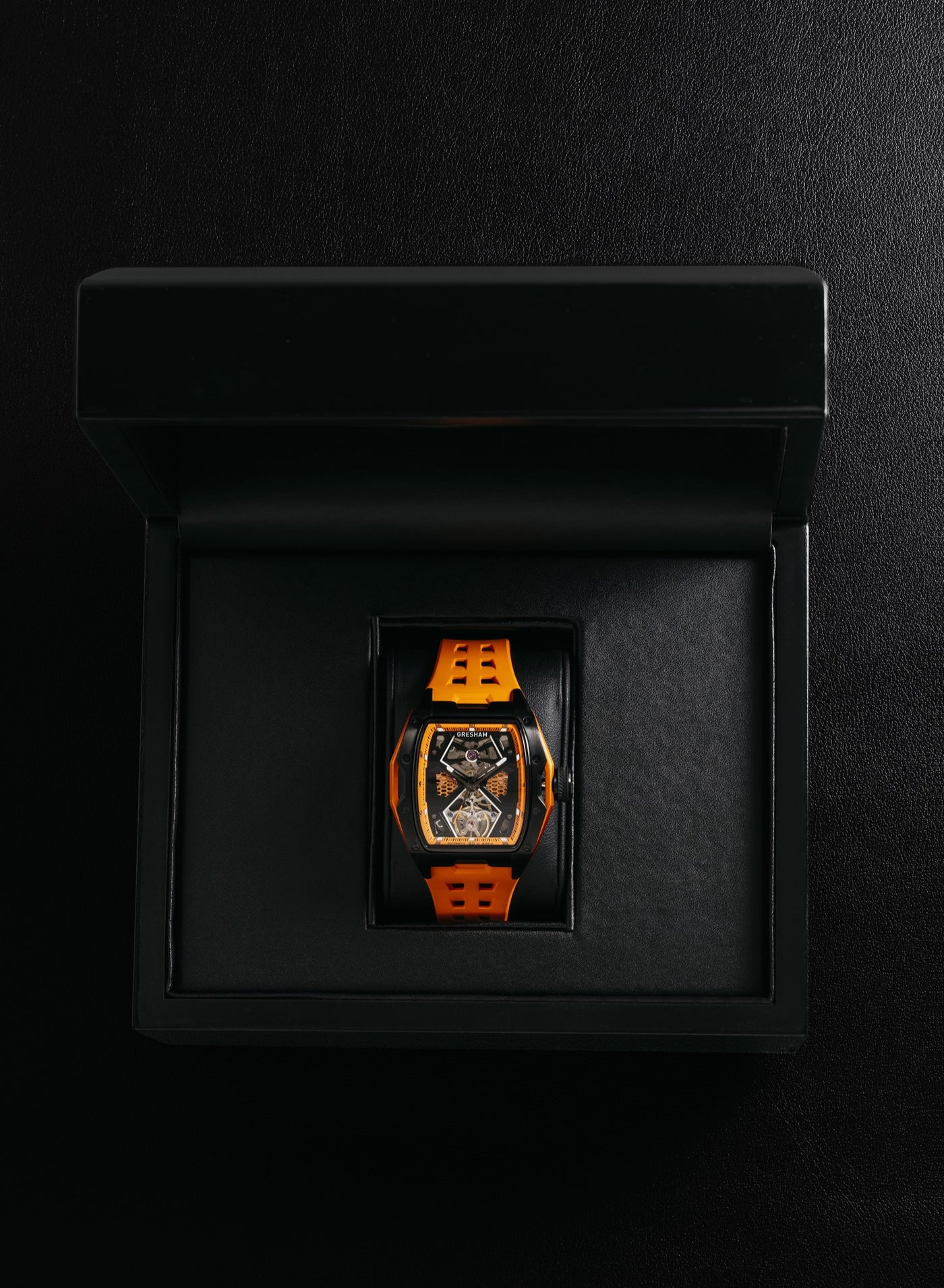 ساعة رجالي جريشام إصدار خاص ستانلس ستيل أسود وبرتق...