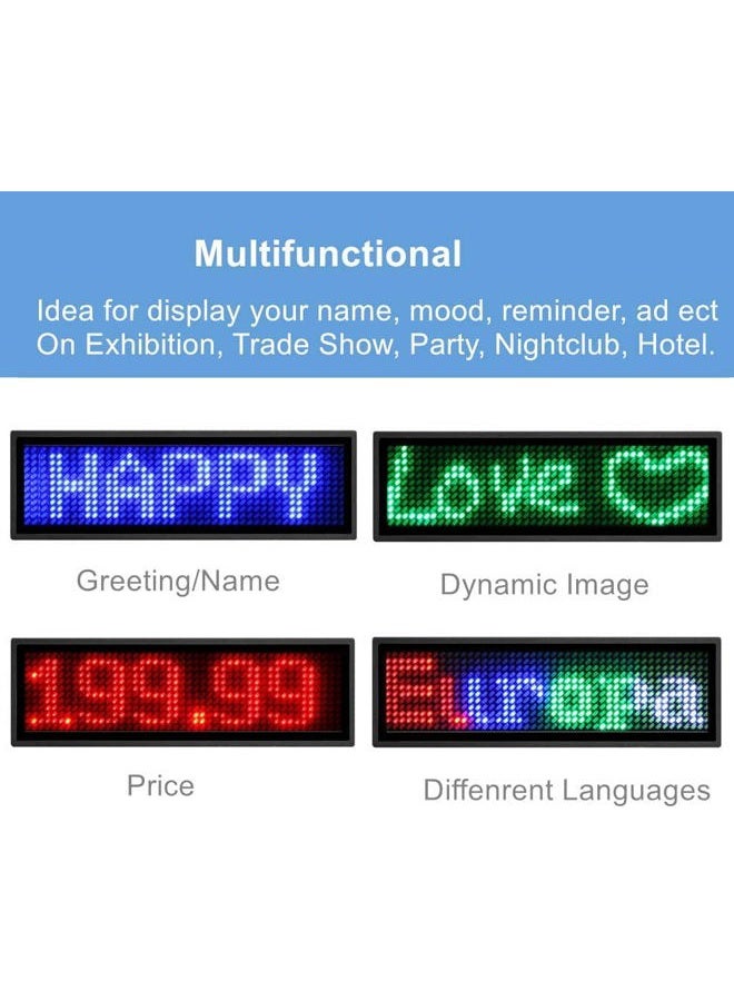 OUHL Bluetooth LED Name Tag, Upgraded Wireless Rechargeable LED Badge Scrolling Name Tag Cellphone Programmable Business Badges with Magnet/Pin(Red) - Image 3