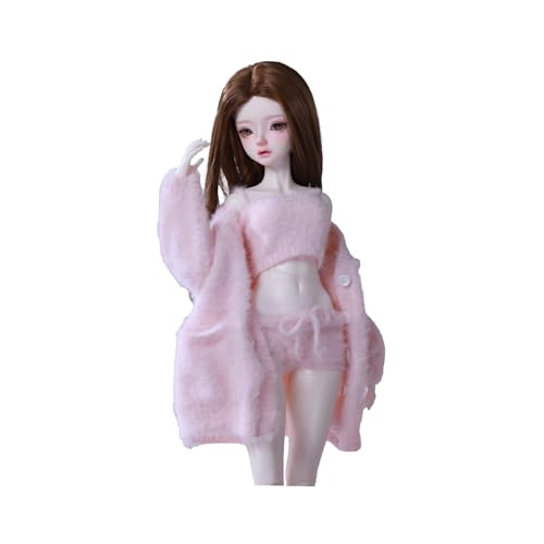 Oueneifs Doll Clothes Set for BJD Resin Toy Accessories Cardigan Vest Pants Pink for 13 BJD - Image 1