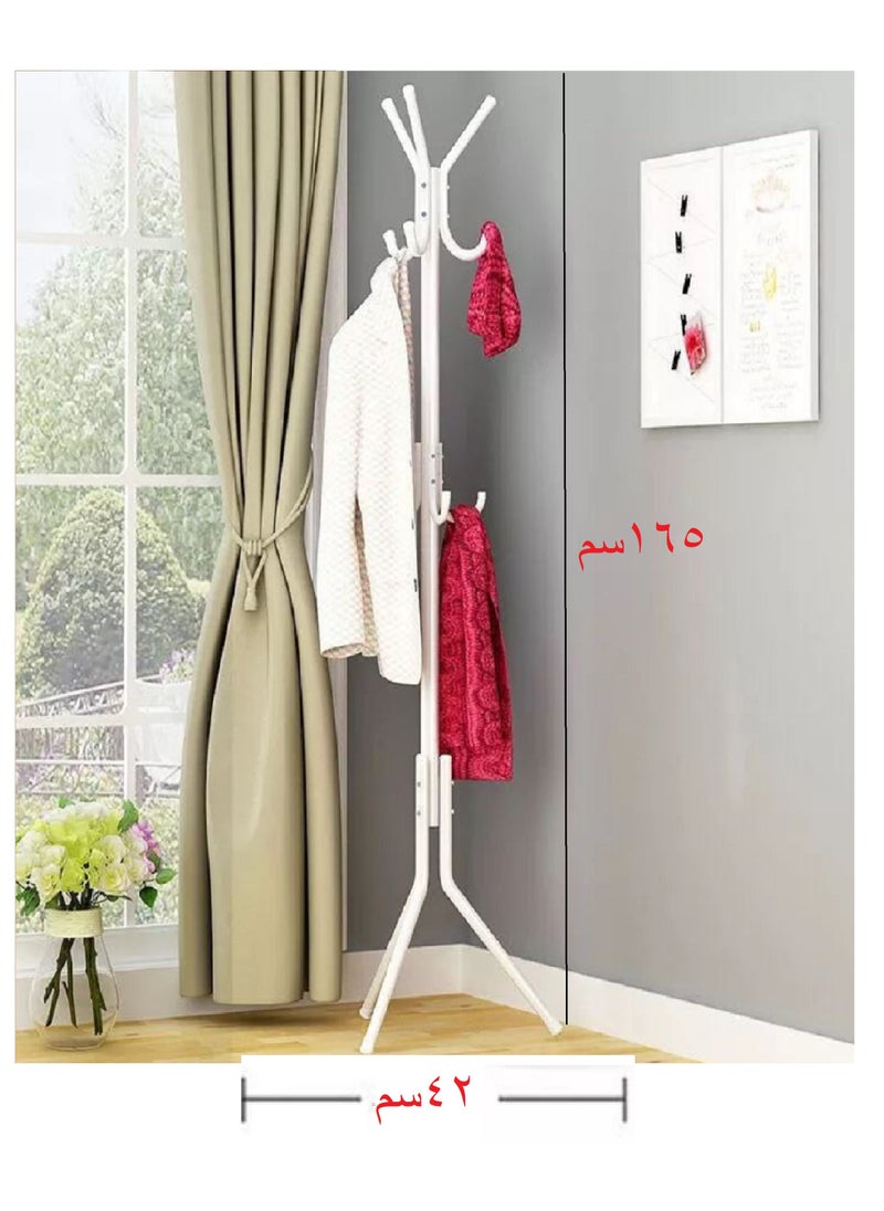 Generic Hanger - Metal Rack with 6 Hooks for Hanging Coats, Hats, Jackets, Umbrellas, Ties, Bags  (White)  - Image 1