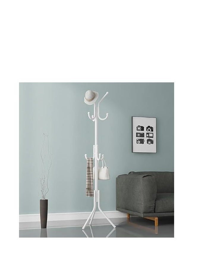 Generic Hanger - Metal Rack with 6 Hooks for Hanging Coats, Hats, Jackets, Umbrellas, Ties, Bags  (White)  - Image 5