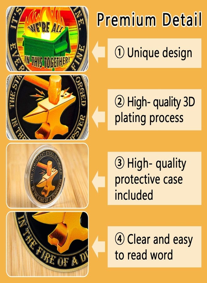 GOSR Dumpster Fire Challenge Coin, Colorful Fine Mini Dumpster Fire Coin, A Funny and Inspirational Office Gift for Men Women Colleagues - Image 3