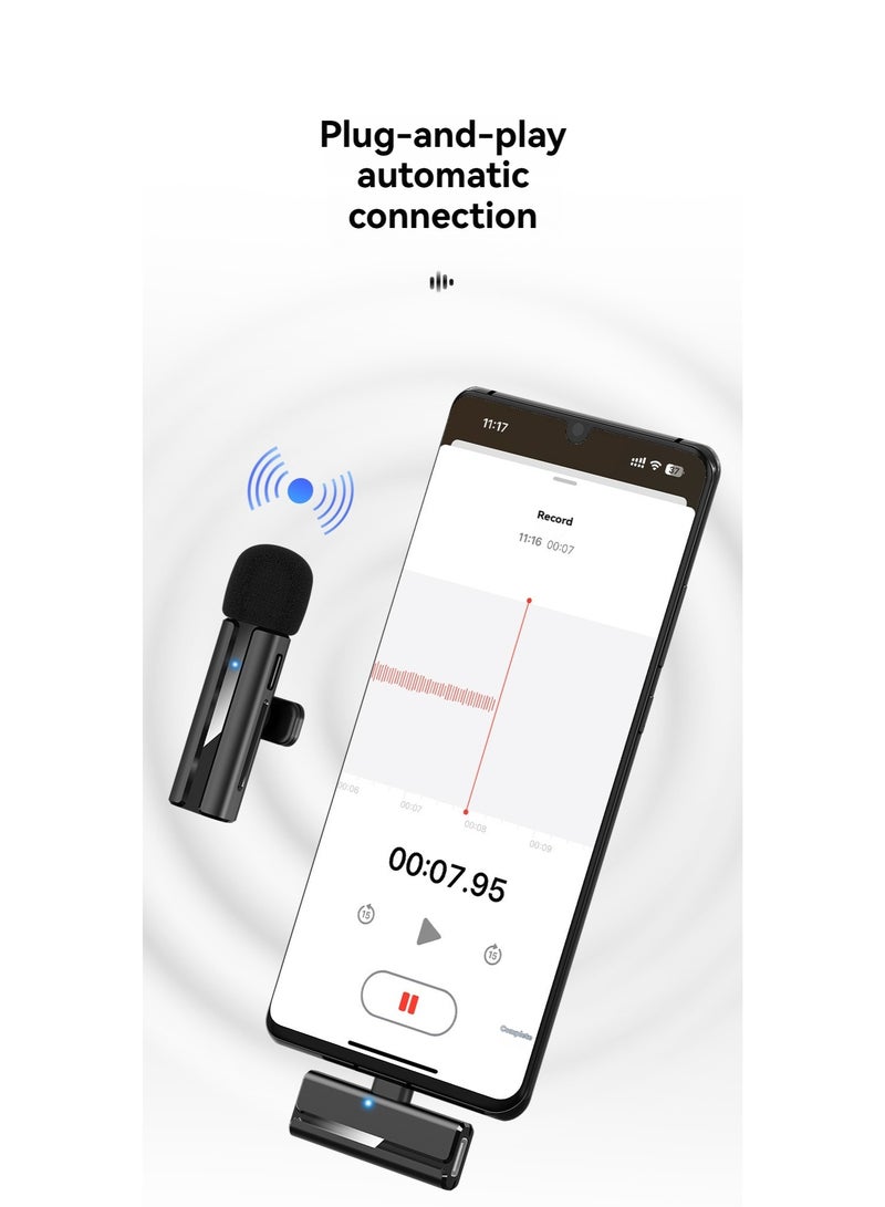 Wireless Bluetooth collar microphone, one-to-two mobile phone live noise reduction recording karaoke special equipment, radio microphone  - Image 5