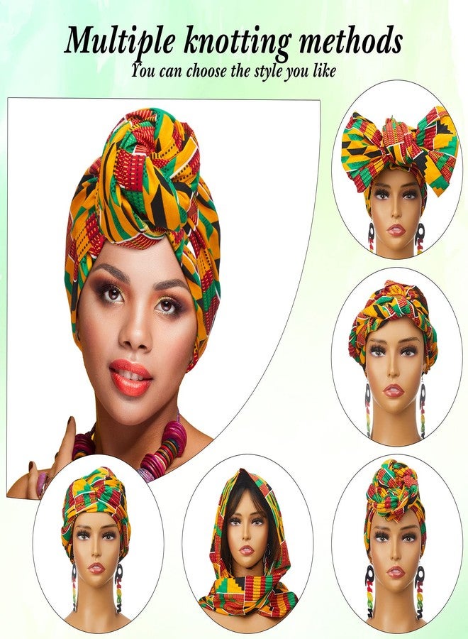 Mtlee 4 Pcs Jamaica African Jewelry Sets for Women Reggae Jamaican Accessories Turban Headband Wood Afro Red Green Black African Map Dangle Queen Earrings Rasta Beaded Bracelet - Image 4