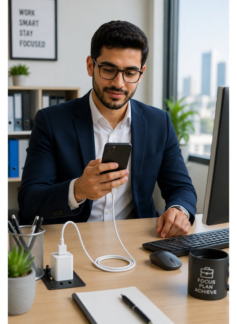 كيبل USB-A إلى USB Type-C للشحن ونقل البيانات – 1 متر – أبيض – شحن سريع ومزامنة عالية السرعة - Image 4
