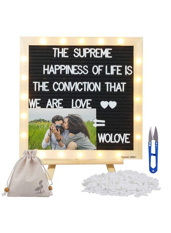 DoubleCare Black Felt Letter Board With Lights Builtin Led Lights Message Board Adjustable Stand 340 Letters For Menus Pregnancy Announcement Weddings Party Planning(10 * 10) (Blackｂ) - Image 1