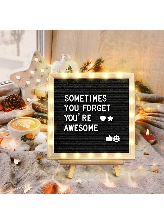 DoubleCare Black Felt Letter Board With Lights Builtin Led Lights Message Board Adjustable Stand 340 Letters For Menus Pregnancy Announcement Weddings Party Planning(10 * 10) (Blackｂ) - Image 4