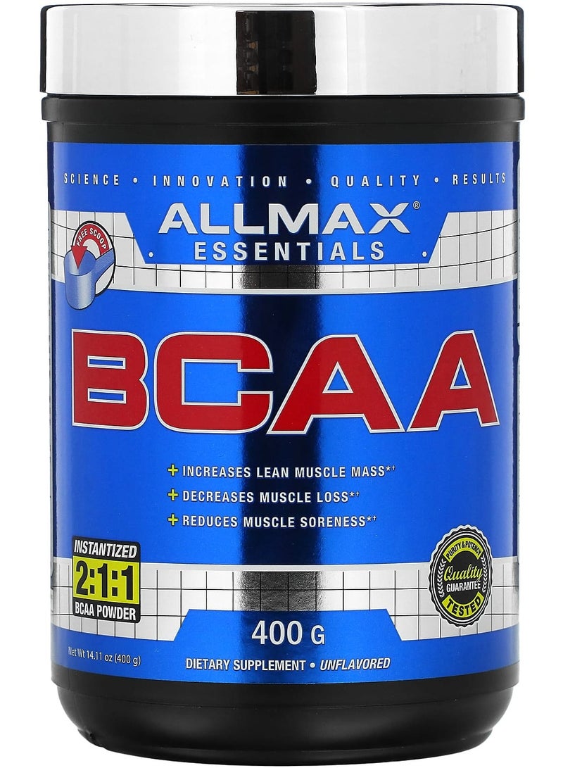 Allmax BCAA, Instantized  2:1:1 Powder, Unflavored, 14.11 oz (400 g)
