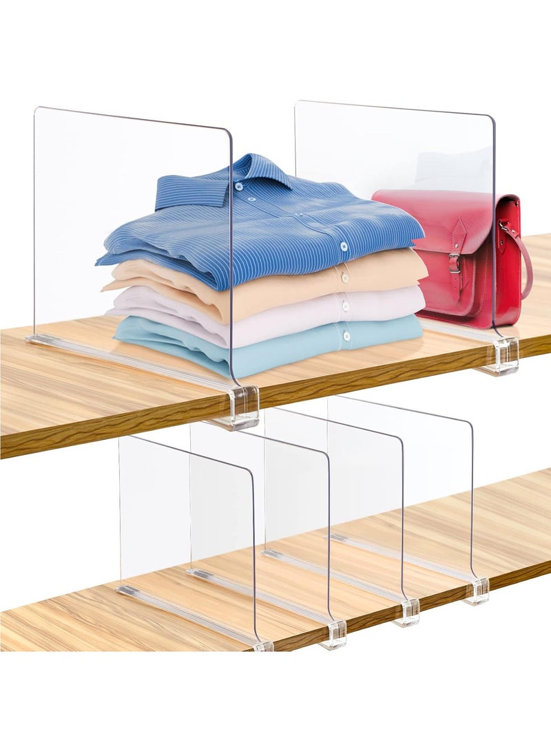 Hihonor 6 Pack Closet Organizers and Storage, Clear Shelf Dividers, Vertical Purse Organizer for Closet Perfect for Sweater, Shirts, Handbags in Bedroom and Kitchen, Acrylic Bookshelf for Organization  - Image 1