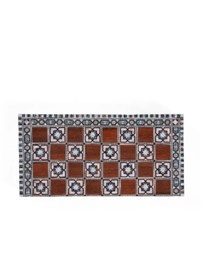 Handmade Backgammon & Chess Wooden Folding Board Inlaid with Natural Shell & Mother of Pearl, Light Wood Multicolor - Size 40x40 cm - Image 4