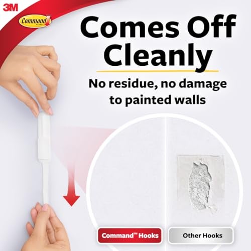 Command 3M Command Medium Designer Wall Hooks, Holds Upto 1.3Kg, No paint damage, Heavy Duty, Hold Strongly, Reusable, Adhesive Hooks For Wall, Multi-Surface (White, 2 Hooks, 4 Strips) - Image 4