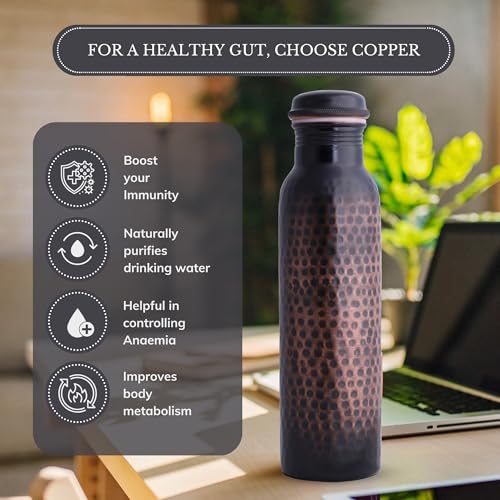 STAGLIFE Copper Water Bottles for Drinking Water for Men Women - Pure Copper Ayurvedic Water Bottle Drinking Jug - Copper Vessel Dispenser - 33 Ounces - Image 2