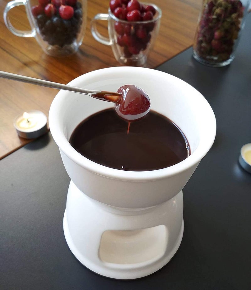 Incrizma Fondue Set, Premium Tea Light Porcelain Melting Pot for Cheese, Chocolate and Tapas - White (Porcelain, 400 ml) - Image 2