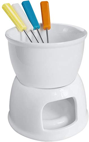 Incrizma Fondue Set, Premium Tea Light Porcelain Melting Pot for Cheese, Chocolate and Tapas - White (Porcelain, 400 ml) - Image 3