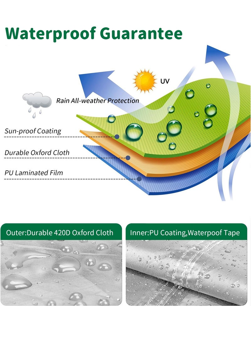 INFOSUN 420D Heavy Duty Waterproof Outdoor Cover Outdoor Furniture Cover, Premium Dustproof Anti-UV Patio Sofa Protector, Extra Thick Durable All-Weather Table & Chair Cover & Outdoor Sofa Cover & Outdoor Seating Cover for Outdoor Use - Grey - Image 5