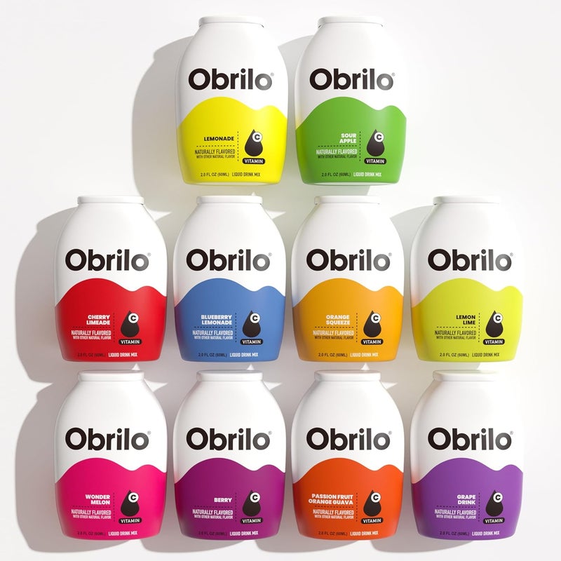 Obrilo Water Enhancer Liquid Flavoring Drops - Variety Pack of 10, Zero Sugar, Naturally Flavored Drink Syrup - Image 1