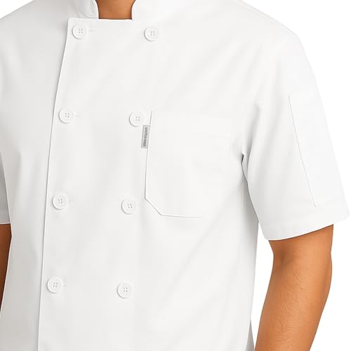uniformer Half Sleeves Chef Coat for Men | Double-Breasted Chef Coat With Reversible Closure | Comfortable & Stylish | Easy Care & Breathable | Ideal for Chefs, Cooks, and Kitchen Staff (White_M) - Image 4