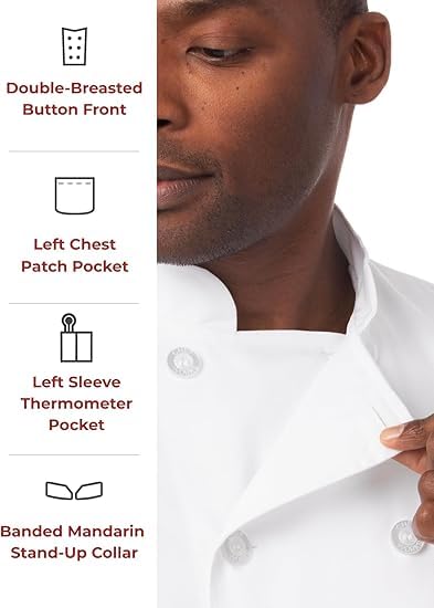 uniformer Half Sleeves Chef Coat for Men | Double-Breasted Chef Coat With Reversible Closure | Comfortable & Stylish | Easy Care & Breathable | Ideal for Chefs, Cooks, and Kitchen Staff (White_M) - Image 5