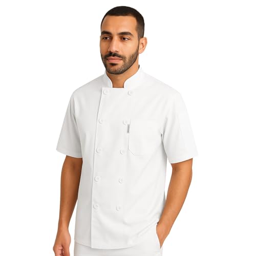 uniformer Half Sleeves Chef Coat for Men | Double-Breasted Chef Coat With Reversible Closure | Comfortable & Stylish | Easy Care & Breathable | Ideal for Chefs, Cooks, and Kitchen Staff (White_M) - Image 2