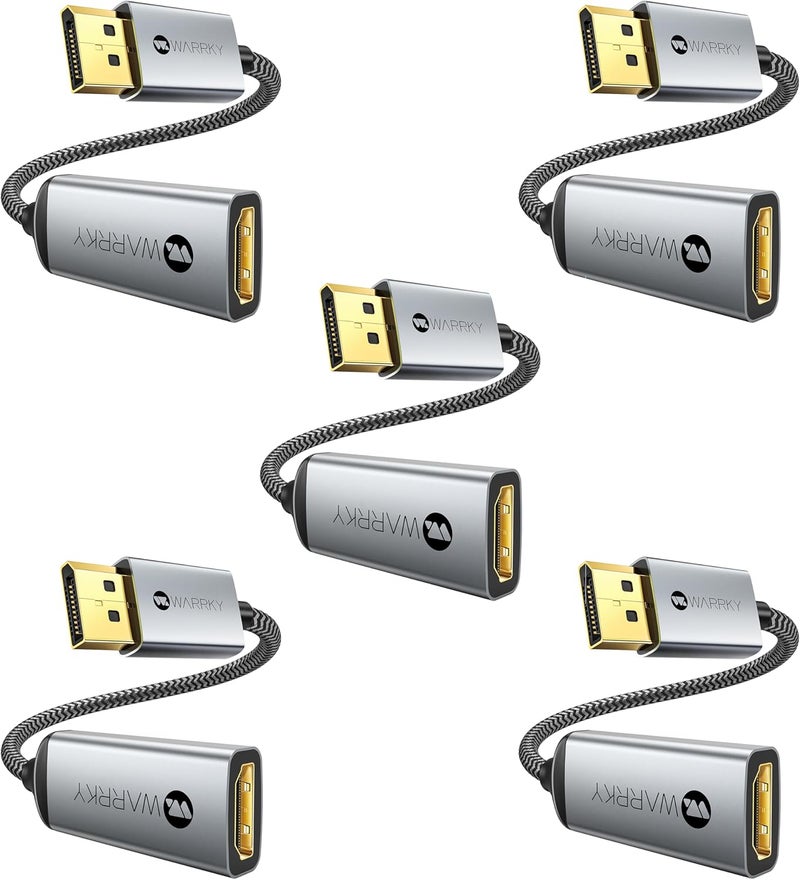Warrky محول DisplayPort إلى HDMI بدقة 4K - 5 قطع، [حافظة معدنية، دبابيس مطلية بالذهب] محول شاشة Display Port (DP) إلى HDMI 1080P@120Hz متوافق مع HP و AMD و NVIDIA. ذكر إلى أنثى. - Image 1