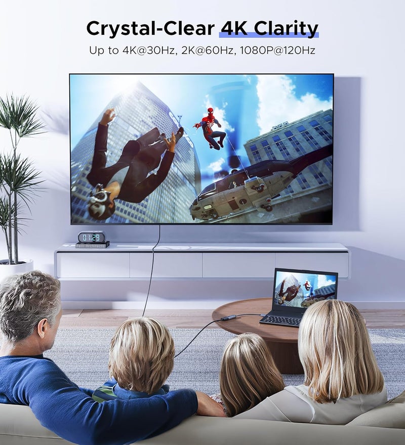 Warrky محول DisplayPort إلى HDMI بدقة 4K - 5 قطع، [حافظة معدنية، دبابيس مطلية بالذهب] محول شاشة Display Port (DP) إلى HDMI 1080P@120Hz متوافق مع HP و AMD و NVIDIA. ذكر إلى أنثى. - Image 2