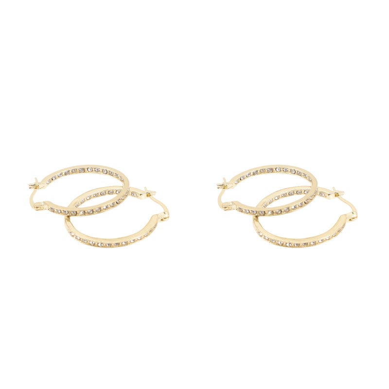 2 Pairs Circle Earrings Rhinestone Earrings Elegant Earring Women Ear Jewelries - Image 1
