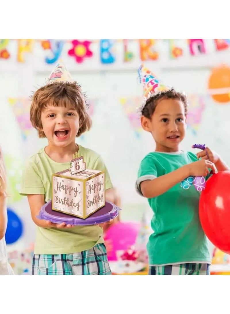 Happy Birthday Money Gift Box with DIY Stickers Pink Rose Gold Cash Present for Any Age | Surprise Party Decor, 5.1inch x 5.1inch Sturdy Cardboard Box with Cake Card & Money Roll Pull-Out Feature - Image 5