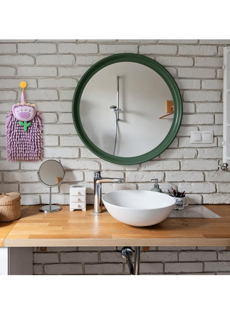 SYOSI منشفة يدوية محشوة من شينيل، منشفة يد مصنوعة من الألياف الدقيقة ناعمة وامتصاص سريعة، مناشف يد لطيفة مزينة برسوم كرتونية زهور مع حلقات للتعليق، للبano/kitchen، بنفسجي + برتقالي + وردي - Image 5