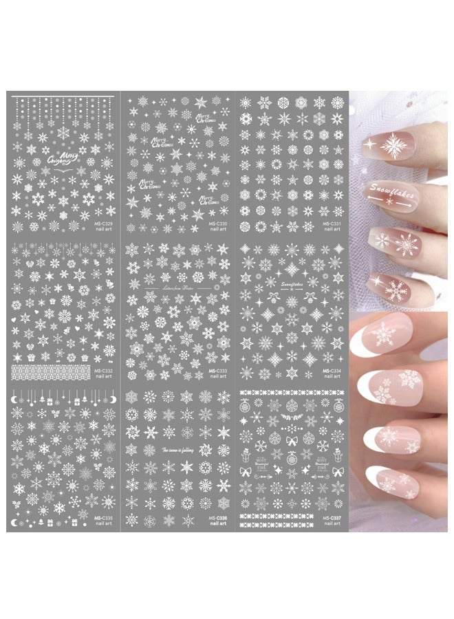 9Pcs 3D Snowflake Nail Art Stickers Self Adhesive Snowflake Nail Decals for DIY Manicure Nail Decoration - Image 1