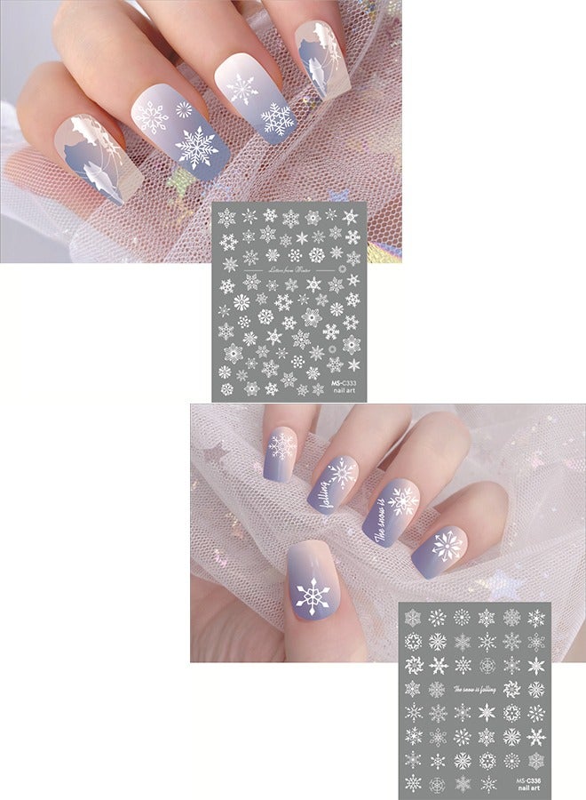9Pcs 3D Snowflake Nail Art Stickers Self Adhesive Snowflake Nail Decals for DIY Manicure Nail Decoration - Image 3