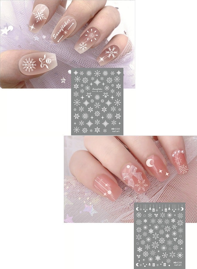 9Pcs 3D Snowflake Nail Art Stickers Self Adhesive Snowflake Nail Decals for DIY Manicure Nail Decoration - Image 4