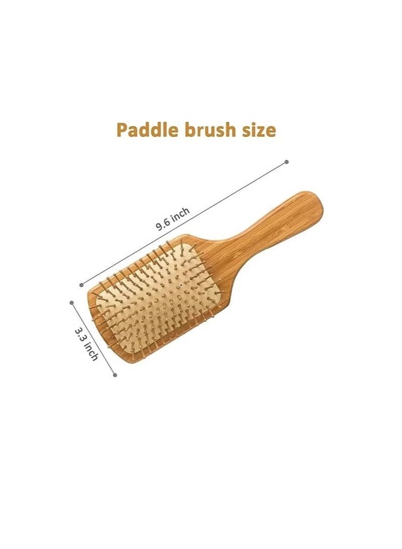 فرشاة شعر، مصنوعة من الخيزران الطبيعي النقي، بدون طلاء، تدلك فروة الرأس أثناء تمشيط الشعر لتعزيز الدورة الدموية ومنع الكهرباء الساكنة - Image 4