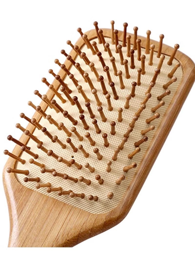 فرشاة شعر، مصنوعة من الخيزران الطبيعي النقي، بدون طلاء، تدلك فروة الرأس أثناء تمشيط الشعر لتعزيز الدورة الدموية ومنع الكهرباء الساكنة - Image 1