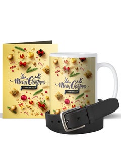 GIFT MY PASSION GIFT MY PASSION Christmas Happy New Year Greeting Card Coffee Mug 350ml with Black Belt for Men Hamper Pack of 3 