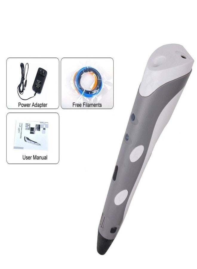 REES52 3d Printing Pen for Artist 3d Drawing, 3d Scribbler Printing Pen with free 3loops ABS or PLA filament, 10gram,Christmas Gifts/Present and Toys for Boys & Girls - GREY COLOR - Image 2