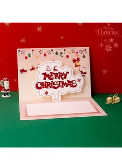 xozgdovg Christmas card Custom stereoscopic 3D children creative holiday red card 