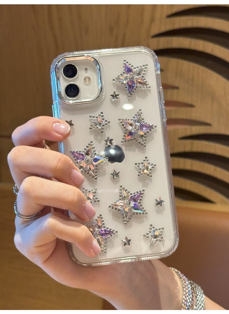 Paladyum Case iPhone 11 Compatible Colorful Crystal Stone Star Transparent Case  - Image 3