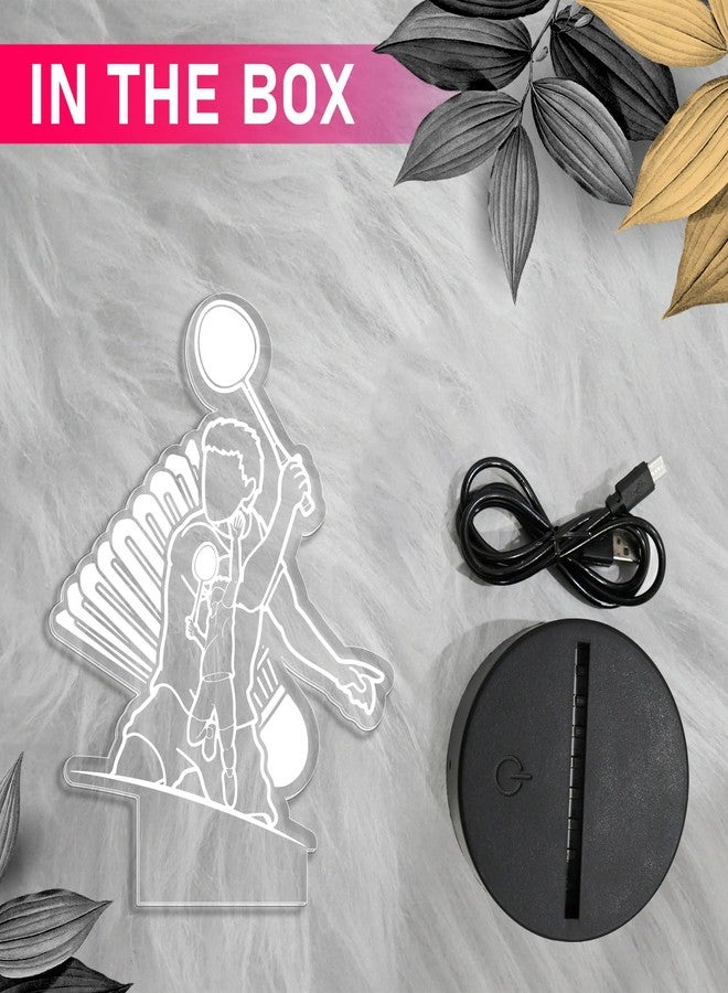 GIFTMEBAZAR مصباح ليلي للاعب تنس الريشة من جيفت مي بازار بإضاءة بيضاء دافئة | إضاءة ديكور لغرفة الأطفال | هدية مثالية للاعب | مصباح أكريليك كهدية | إضاءة LED ثلاثية الأبعاد لديكور المنزل والمكتب - Image 5