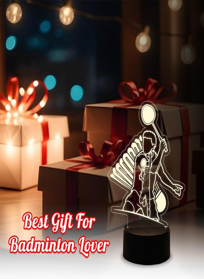 GIFTMEBAZAR مصباح ليلي للاعب تنس الريشة من جيفت مي بازار بإضاءة بيضاء دافئة | إضاءة ديكور لغرفة الأطفال | هدية مثالية للاعب | مصباح أكريليك كهدية | إضاءة LED ثلاثية الأبعاد لديكور المنزل والمكتب - Image 3