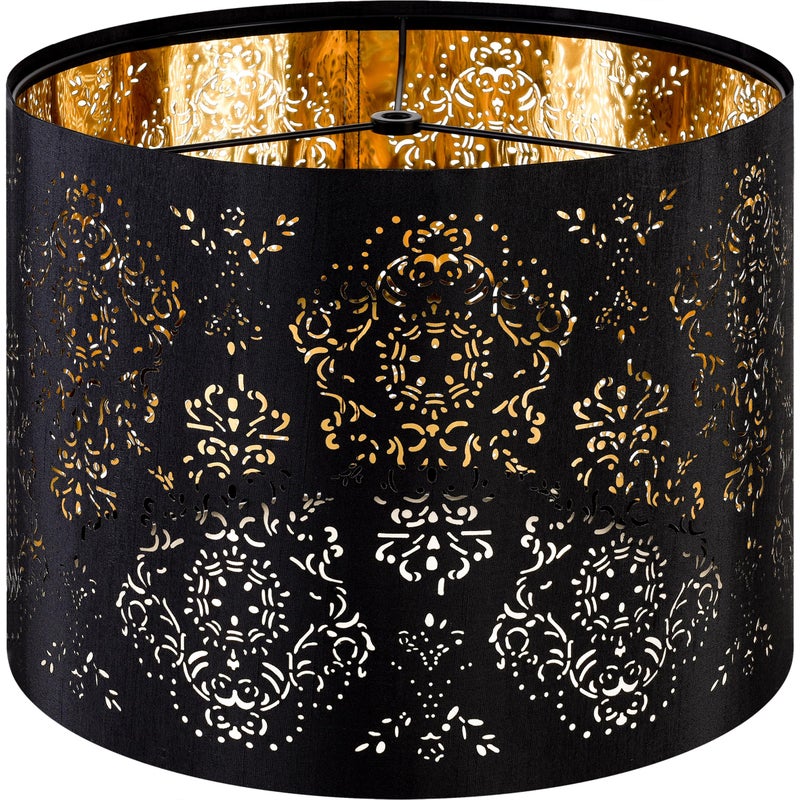 GO&SO Black Large Drum Lamp Shade 16 Top x 16 Bottom x 10 HighSpider Industrial Laser Floral Floor Lamp Shades Replacement Barrel Table Lamps Shade Living RoomBedroom Assembly Required By GOSO - Image 2