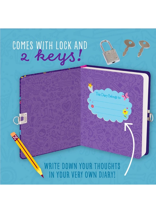 Peaceable Kingdom Secrets, Dreams And Wishes Glow In The Dark 6.25" Lock And Key, Lined Page Diary For Kids - Image 3