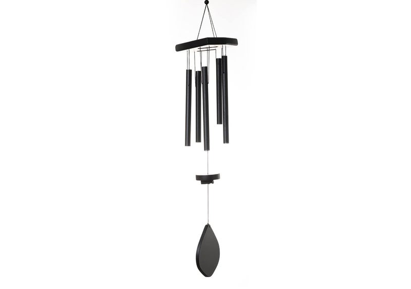 Tej Gifts Feng Shui Metal Wind Chime with 5 Black Pipes for Positive Energy Decorative OutdoorIndoor Hanging Bells Good Luck Chimes for HomeBalcony Decoration Black 56 cm - Image 1