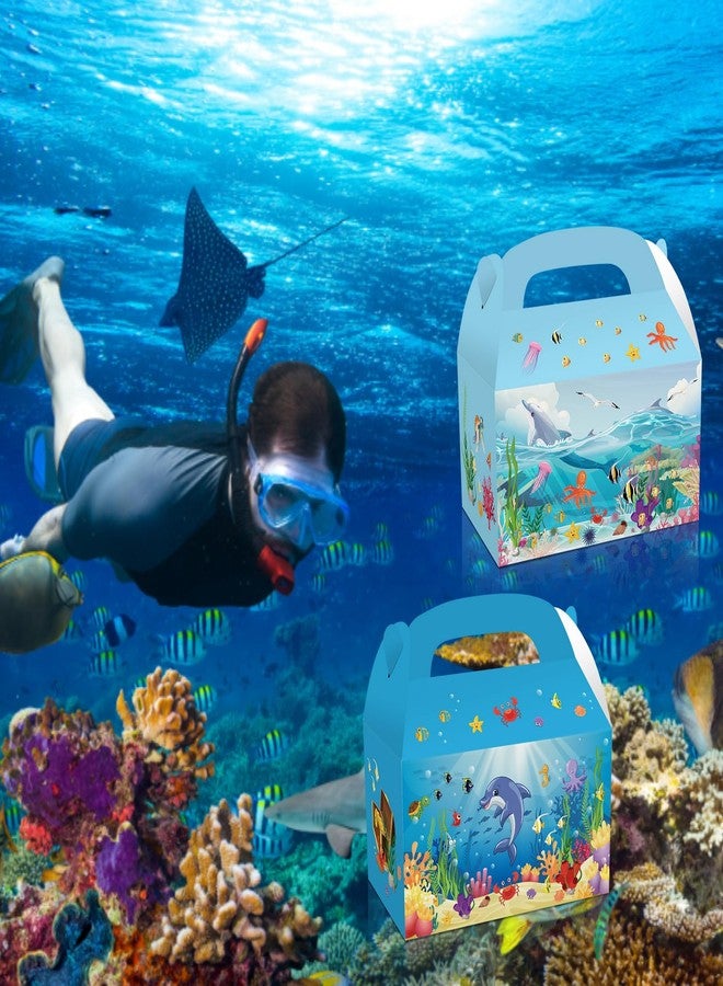 COSFAN 12 Pcs Underwater World Party Gift Box,Blue Ocean Sea Party Treat Boxes,Dolphin Octopus Shark Party Bags,Ocean Theme Birthday Baby Shower Party Supplies - Image 2