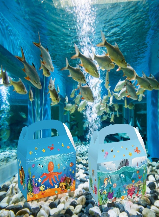 COSFAN 12 Pcs Underwater World Party Gift Box,Blue Ocean Sea Party Treat Boxes,Dolphin Octopus Shark Party Bags,Ocean Theme Birthday Baby Shower Party Supplies - Image 3